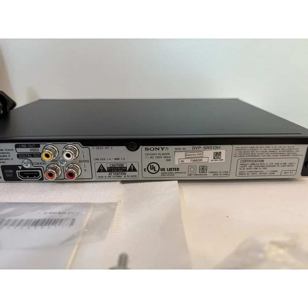 Sony DVP-SR510H DVD Upscaling Player - Black Open box.
